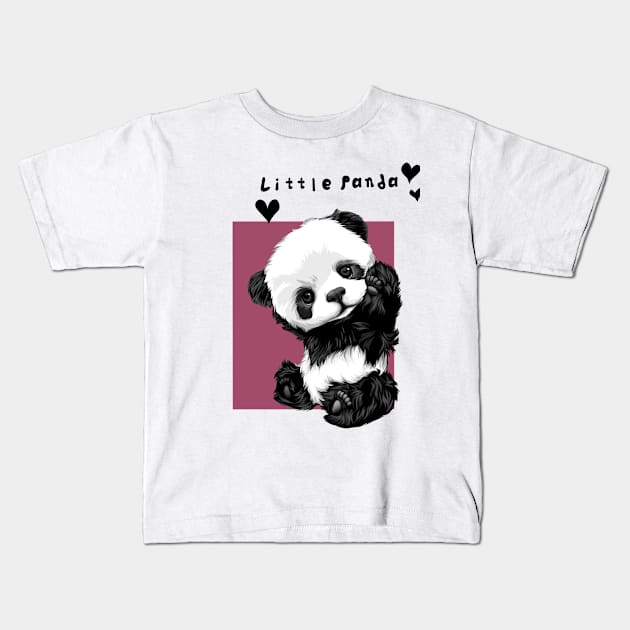 Little cute panda Kids T-Shirt by Fadmel